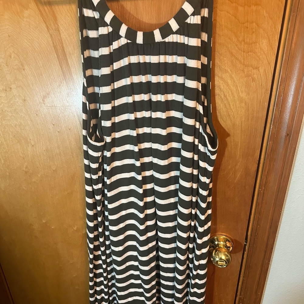 Market & Spruce Black and White Striped Midi Dress